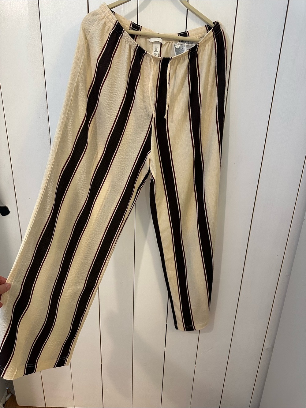 Brown and beige stripe pants